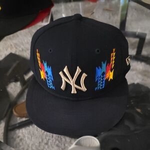 Yankees Navy Blue Cap with Vibrant Embroidery Light Gold Logo 7 3/8 (730)